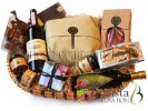 Christmas basket with sweet sparkling wine and typical Italian food products